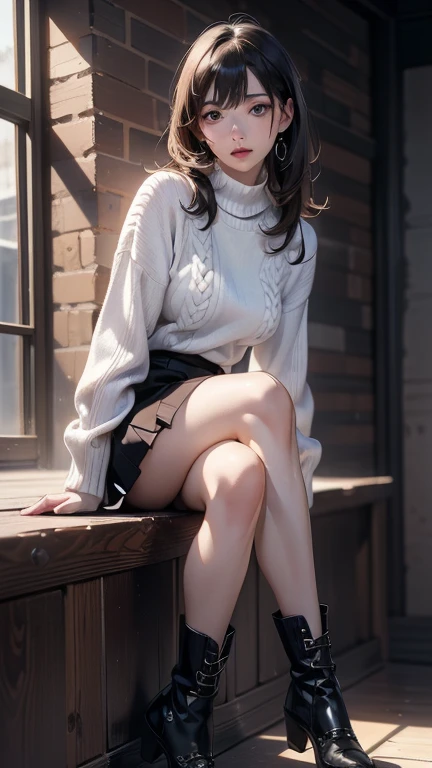 ((Best picture quality, 8K, tmasterpiece:1.3)), 1girll, Beautiful woman with slender abs:1.3, Casual hairstyle, （Off-the-shoulder blouse pleated skirt：1.3）,（wet see through clothes：1.4），Ultra-fine face, A detailed eye, 二重まぶた，（long leges：1.4），（athletic sneakers：1.3），Lie on your side on the sofa