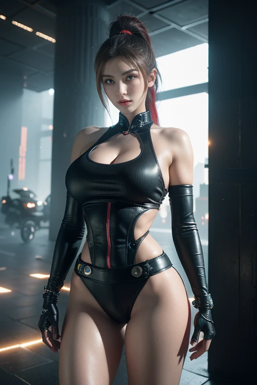 Full body girl cyberpunk 20 y.Tai [] Gradient red hair floating, Short hair, angry facial expressions, [offcial dress, Tech dress-up, Iron Man dress, Sheer belly gothic dress,
Iron Man's neck glows, Glowing shiny body, Iron Black Cat Set], (highdetailskin:1.5), [Eyes that shine with details, Detailed face, view the viewer, Smile, Amazing detail, 8K resolution, RTX, Best Art, Sexy,[ Top-down architectural background, Vapor waves
Atmospheric art style, City Night, Night, Illuminated indicator, Sci-fi, Futuristic ], [ Ariel looks futuristic background], looking viewer, Dark, Cyberpunk 2077 style, Radius membrane, 1girll, Perfect Finger, Medium breast, Action movie pose, CGI background, The Milky Way glows,
Portal dimensions, Iron short, correct eye, Right hand science fiction ring bracelet, Multiverse, ready player one, alita, background realistic, Futuristic, An array containing dynamic particles, 3D futuristic technical style, Perfect hand, running pose, Action jumping pose
