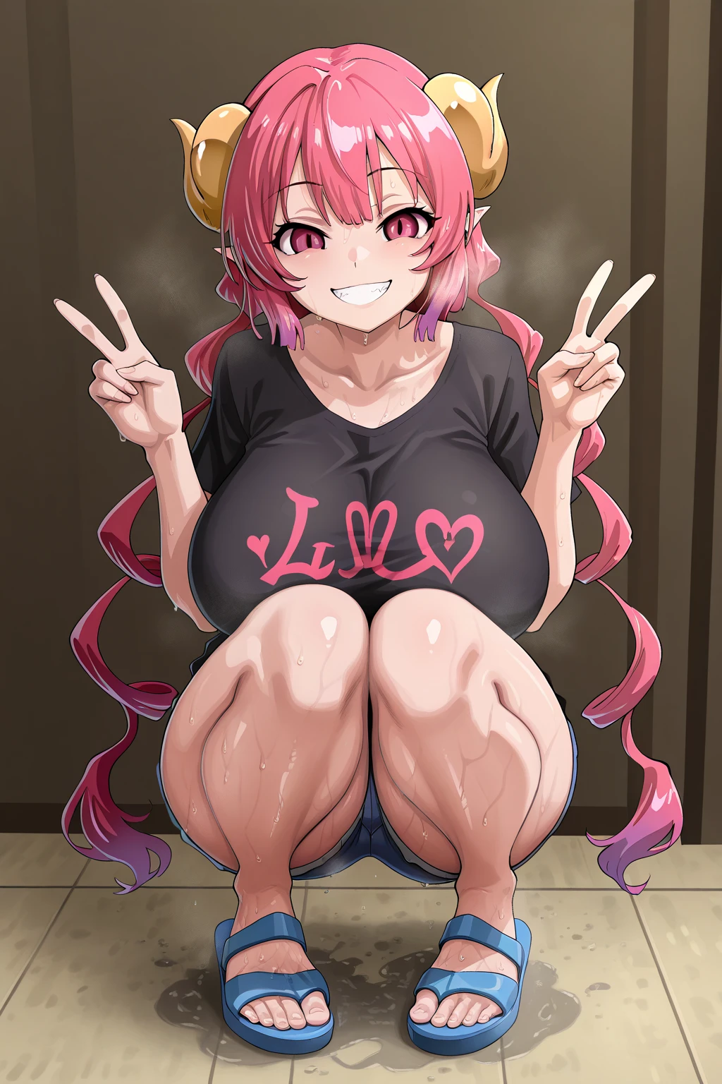 ((masterpiece)), (be familiar with),(((full body focus:1.4))), nsfw,((ahegao:1.5)),((1woman)),(red glasses:1.2),lightning/(final fantasy xiii),(blue eyes),(Pink hair),(long hair),(side long hair),crying smile,(((Pink pubic hair:1.5))),Bristles,(((Pink armpit hair:1.5))),Bristles,(pussy),((Large amount of pussy juice)),((Peeing:1.3)),Sweat,((steam)),open mouth,Drooling,,anime,((nude:1.5)),((Completely naked)),Looking up,long tongue,,Big Breasts,(open legs:1.2),Raise your hands and place them behind your head,((Heart mark on the background:1.4)),bedroom,