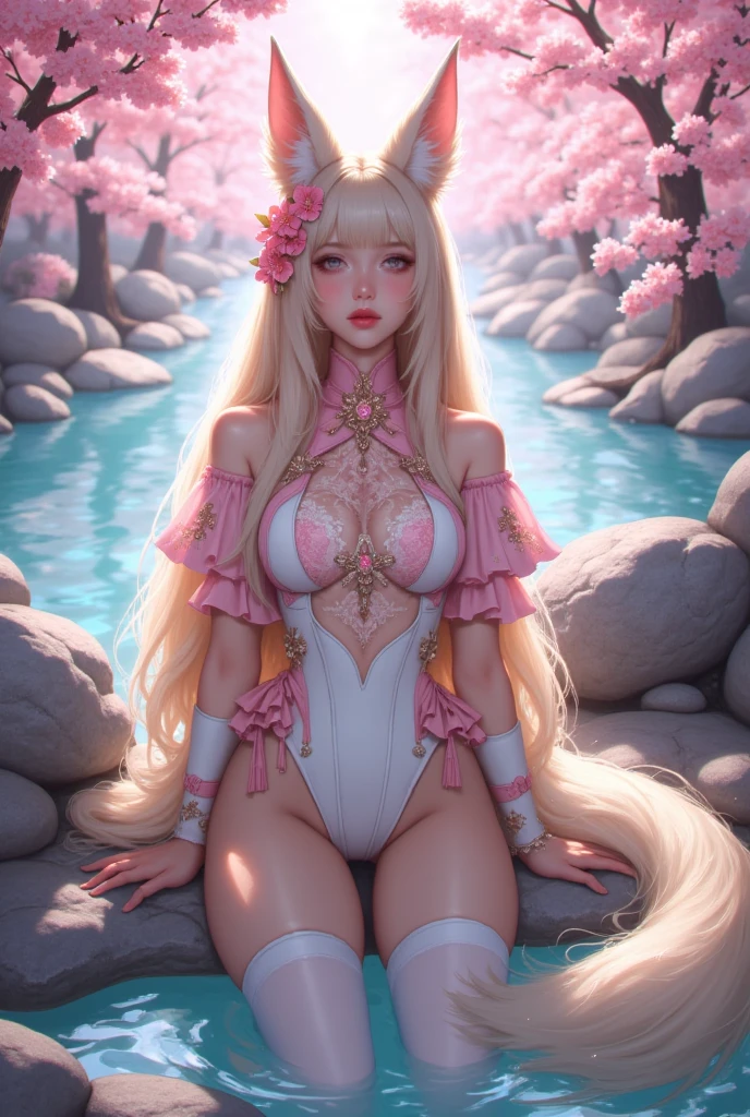 a 20-year-old girl surrounded by cherry trees, flor de cerezo, caliente con sol brillante,
cuerpo completo, 
luz del sol,
cinematiclight,

desde abajo,

(((long hair))),
hair (smooth flat),
horsetail hair,

Gargantilla,
pechos gigantescos:1.2,
disparo de cuerpo completo,

(8k, foto RAW: 1.2), (HDR: 1.2), (enfoque superficial:  1.4), (foco nítido: 1.4),
sin sujetador,
vestido, plateado,
(dedo del pie de camello, Cameltoe, en forma de,
(mascara),
pies sumergidos en el rio,
(botas largas, tacones altos),
(obra maestra, mejor calidad), sthe highest qualit, cinematiclight, 4k