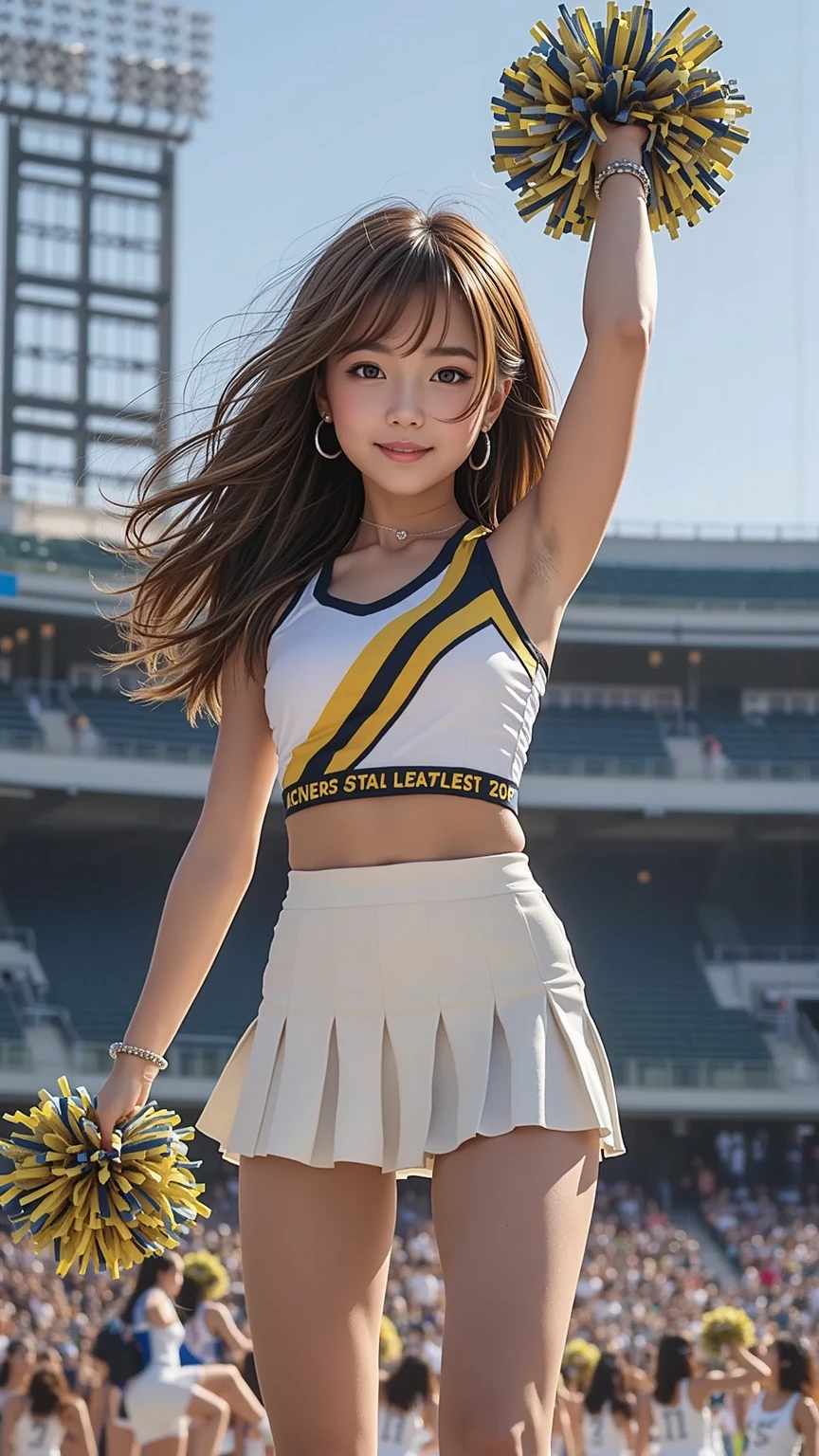 ((panty shot:1.3)) ((noon:1.5)) ((Cheerleader:1.5)) ((dark blue skirt:1.3)) ((japanese pretty girl:1.3)) ((white and yellow tops:1.3)) (( breasts:1.4)) ((sweaty:1.5)) ((after sex:1.2)) ((blushing:1.3)) ((face is wet:1.3)) ((in the baseball ground:1.4)) ((sunny:1.5)) ((clothes are wet:1.4)) ((random sexy pose:1.5)) (()) ((close-up:1.2)) best quality,masterpiece,ultra high res,(photorealistic:1.4),raw photo,(Authentic skin texture:1.3),(film grain:1.3),panorama,character portrait,very wide shot,narrow waist,cowboy shot,(in the dark, deep shadow, low key, cold light,) night,(()),streaming tears,,dust,Tyndall effect,(expression),1girl,beautiful detailed eyes and face,white jabot,brown eyes,((brown hair:1.2)) ((long hair)) ((open legs:1.3)) ((Sunburn:1.3))