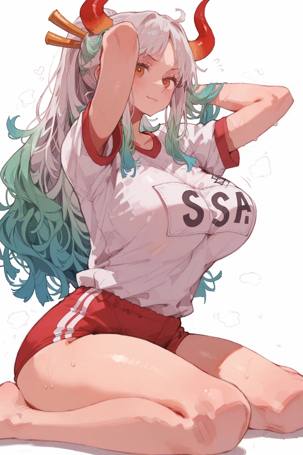 Yukino :silver hair /big boobs /big thighs /big ass/ hot face /wet body /red blushes/ (shite shirt ) (black skirt) (blue sky eyes 8k) (8k face)(8k body ) moan hard moan ( 1 girl )