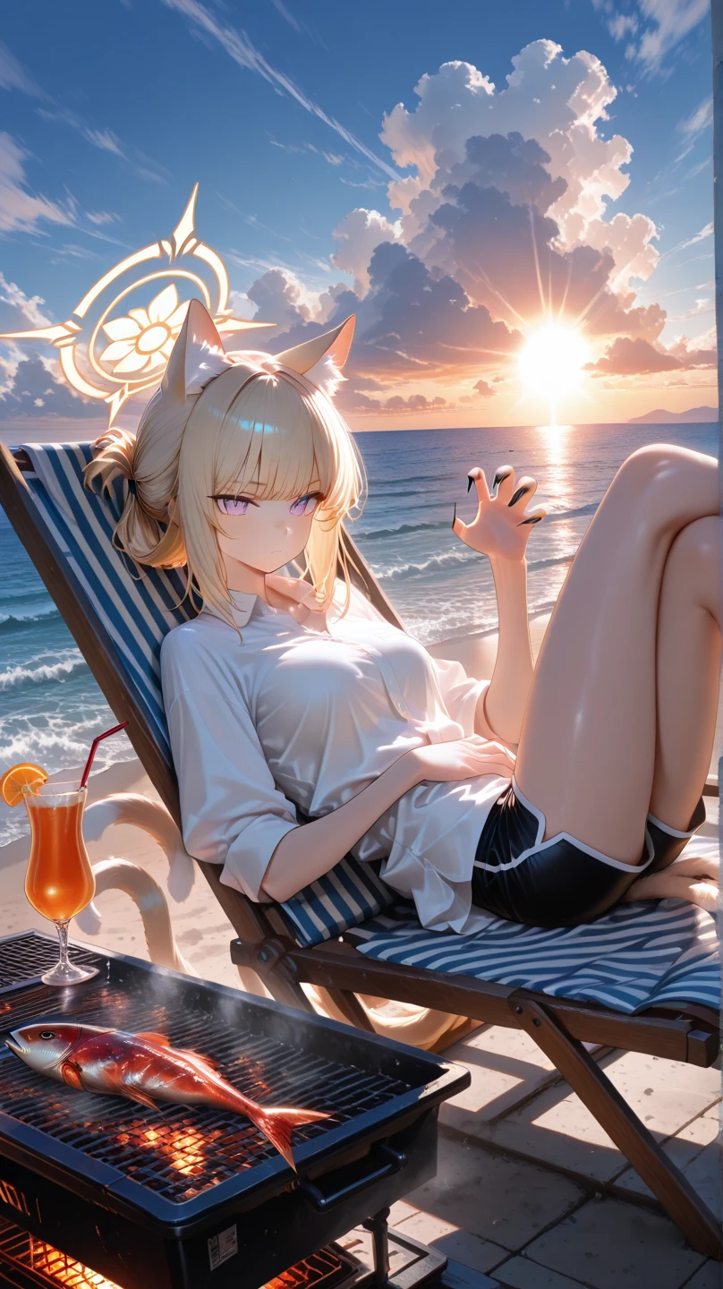 Vermeil, veranda, sitting, bikini, popsicle, cat ears, cat tail,