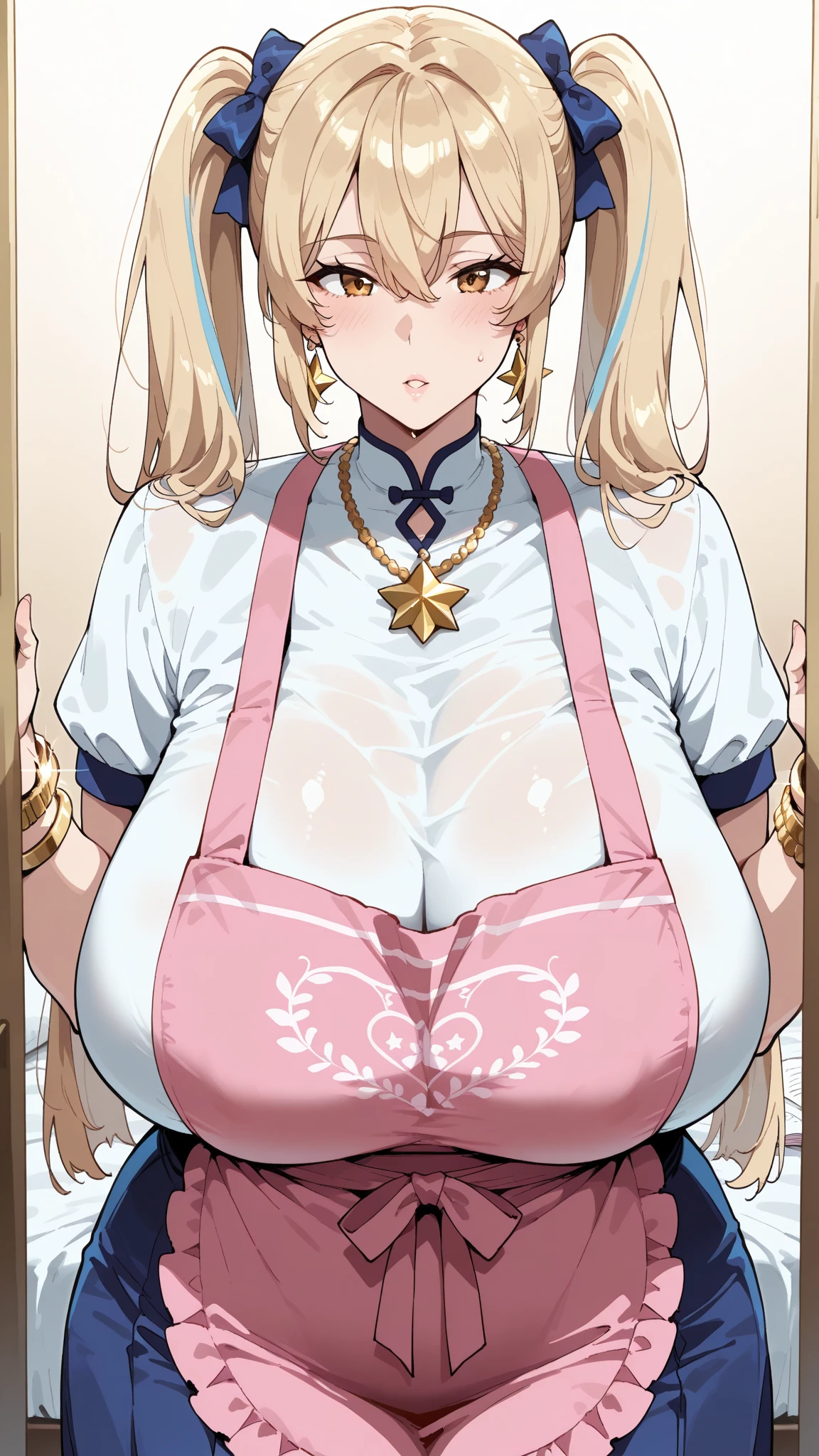 alicia(Uncle Isekai)、1girl, masterpiece、top-quality、{爆乳}、NSFW, seminude、{Huge pink inverted nipples}、watching at viewers、The upper part of the body、Breast Focus,