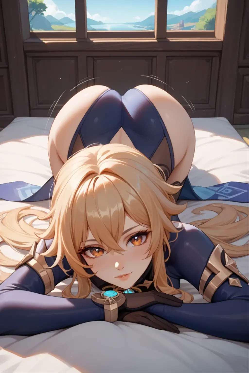 Limb restraints、handcuffs、Arms over head、Open legs、Humiliation face、Glaring at the other person、Super big breasts、sexy body, tear her clothes、torn her clothes, exposed nipples, exposed pussy、Blonde