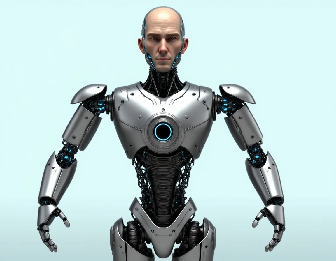 a statue of a man with a shirt on ((renaissance style)) , cyborg:0.5<lora:Modern_Twist_sdxl:1.0>