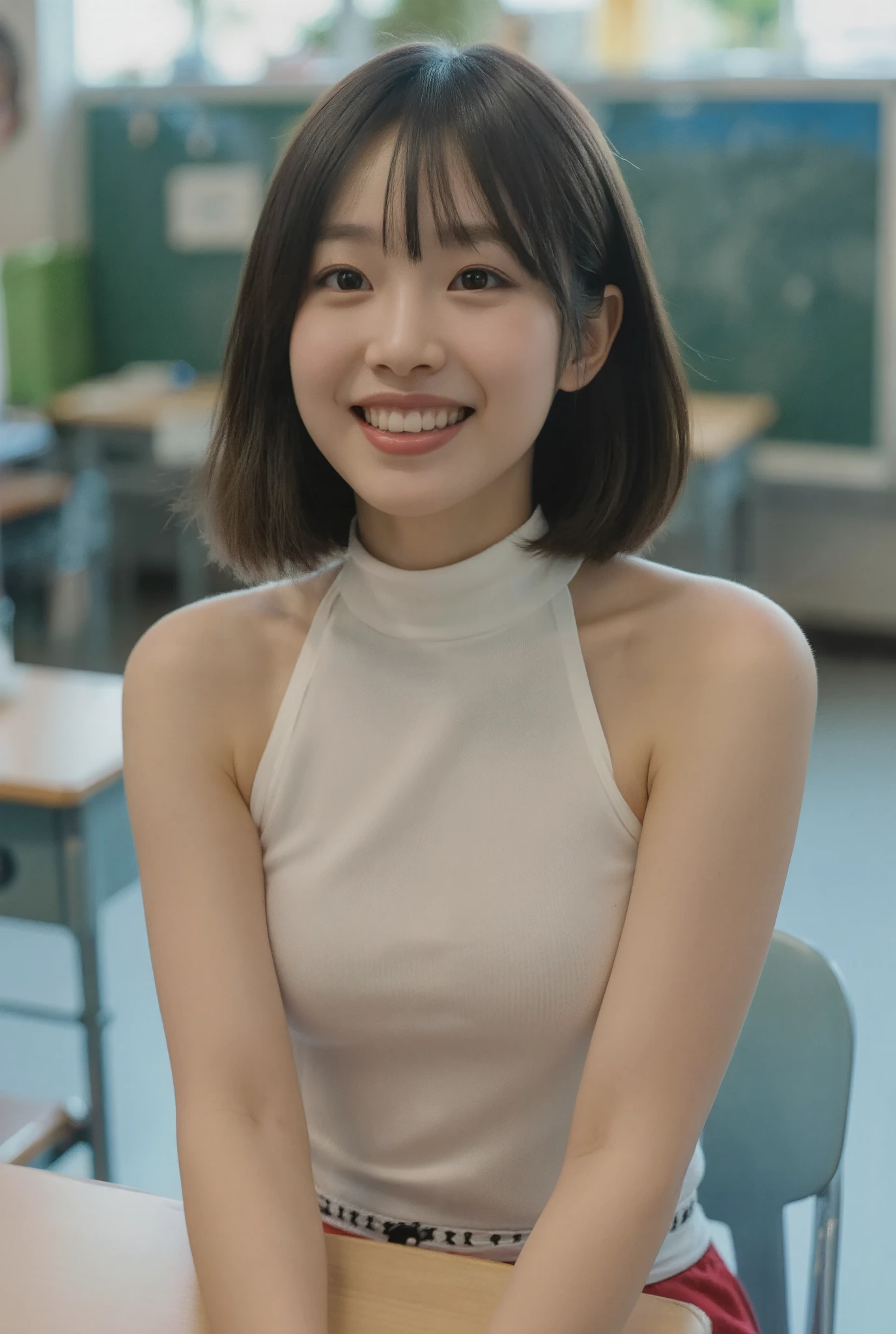 masterpiece}}, {{Highest Quality}}, {{Biggest image}}, {{high resolution}, {Photorealistic}, (raw photos}, {Extremely Elaborate Face}}, {{unified 8k wallpaper)),{side in the double}, {black knee-high socks holding protective shields, garter strap}, {{white turtleneck}, (sleeveless}, break, {small panties, white transparent panties: cameltoe}}, {red tight skirt}},,, {two girls: Smile Yan, Japanese}}, {sitting on a chair, {{{beautiful, (two girls), 18 years old}}, {{short bob brown hair }}, {realistic feel: 1.8}, {{glossy skin: 1.8}}, {side in the double}, {black knee-high socks holding protective shields, garter strap}, {{white turtleneck}, (sleeveless}, break, {small panties, white transparent panties: cameltoe}}, {red tight skirt}}, break, {perfect body, small breasts}}, {{Slightly Proud Expression}}