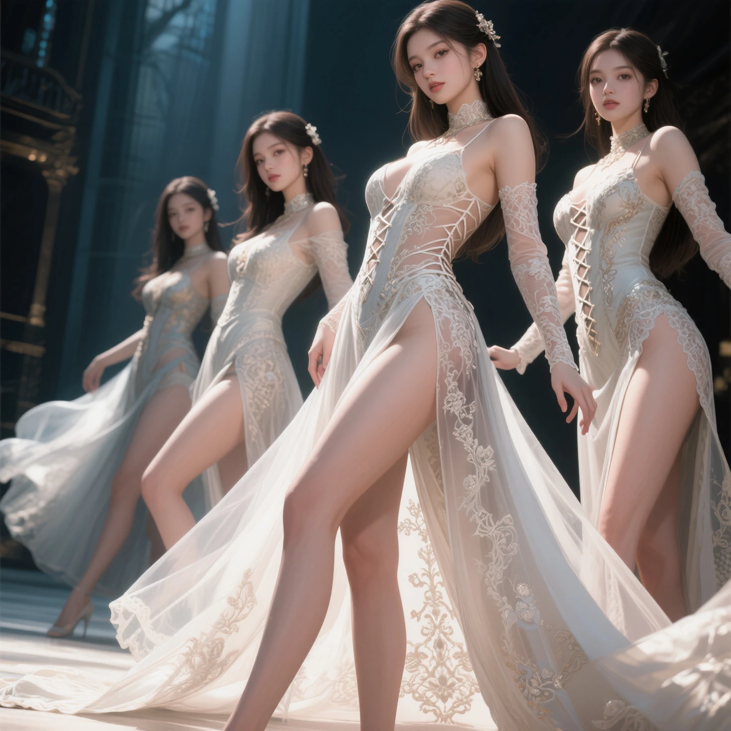[Princess of the Forest in a silver dress], multiple pose sheet
