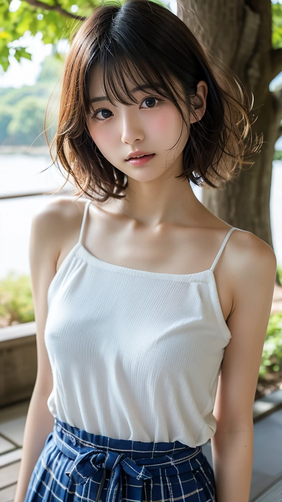 ((Extremely precise and accurate anatomy:1.0)), (photo realistic:1.4), (Hyper realistic:1.4), (Highest qualityの現実的な肌の質感:1.4), (Improvement of quality:1.4), (Enhances the beauty of skin texture:1.1), Clean and glowing skin, One girl, woman, masterpiece, Highest quality, Highest quality, (Volumetric lighting),(Film Grain:1.1),Very detailed CG unity 8k壁紙, Concentrated, Very detailed, Ultra-realistic, Realistic, Sharp focus, Absurd, (High resolution:1.2), (High Contrast), photograph, Detailed and complex, (((Looks great on Instagram:1.38))), Very detailed, Digital Painting, Art Station, Concept Art, Smooth, Sharp focus, Looking at the audience, Tank top.