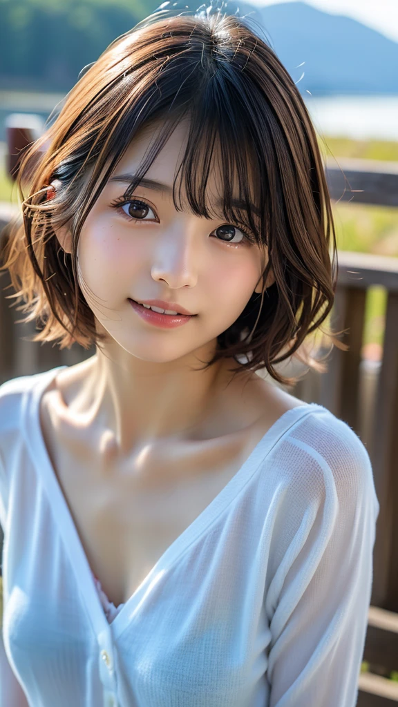 Japanese women、camisole、Short Hair、8k、Big eyes、Cleavage