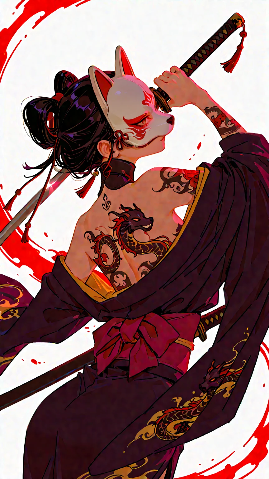 Wait warrior sexy, pretty face, Delicious Company, Alluring figure, Wearing a sexy open kimono. The artwork is created in a medium reminiscent of Japanese ink paintings....., Features bold brushstrokes and a Monochromatic color palette. Artist'Masterful technique reveals the intensity and power of the image'sense of presence,with the highest quality, Perfectly capture every detail with ultra-high resolution. Textures and intricate patterns on kimonos are rendered with extreme precision. Lighting is carefully designed,Enhance drama, Features deep shadows and subtle highlights. general, The artwork exudes elegance and power, Combining traditional Japanese aesthetics with a modern feel. Monochromatic color palette, Combine details, Create captivating and immersive experiences for your audience.