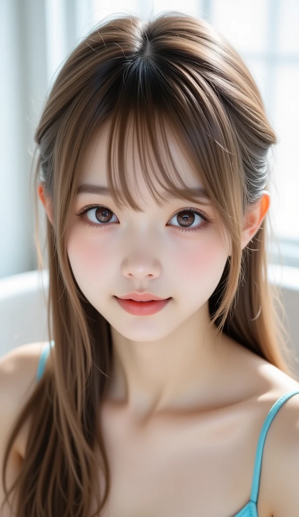 (One Girl), Very cute face, Great face and eyes, (Highly detailed eyes, Highly detailed face), Fresh, Very beautiful appearance, (超Realisticな, High resolution), (Highest quality:1.4), RAW Photos, (Realistic, Realistic:1.37), Professional photography, (Full nudity), (Cleavage:1.2), Laugh a little, (look at me), Bedroom, Portrait of a Girl,