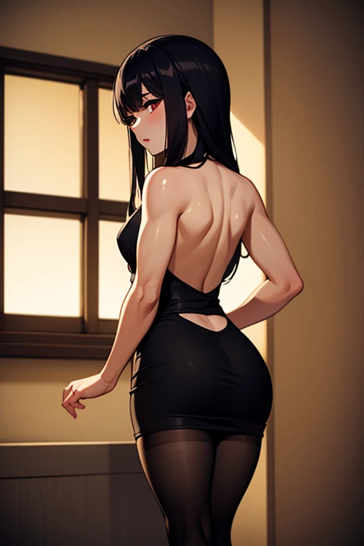8K, masutepiece, Raw photo, Best Quality, Photorealistic, Highly detailed CG Unity 8k wallpaper, depth of fields, Cinematic Light, Lens Flare, Ray tracing, (Extremely beautiful face, Beautiful lips, Beautiful eyes), intricate detail face, ((Ultra detailed skin)) 1girl in, In the Dark, deepshadow,  (Very slim and slender fit muscular body:1.3), ((Looking at Viewer)),(), (Blurred background),(No people in the background:1.3), Beautiful earrings, Bracelets, pantyhose, Clear eyes, Walking, (pale skin), (Big eyes), Face forward, (Brown hairs), (Full body shot), ((Race Queen,tight skirts)), (()), , (Looking at Viewer:1.3) opened breast, Very slim, medium breasts, backtrack, (Back shot), ass forcus, Before the eyebrows,(), thick thighs,Frameless glasses,Beautiful ponytail,Racetrack,Cosplay