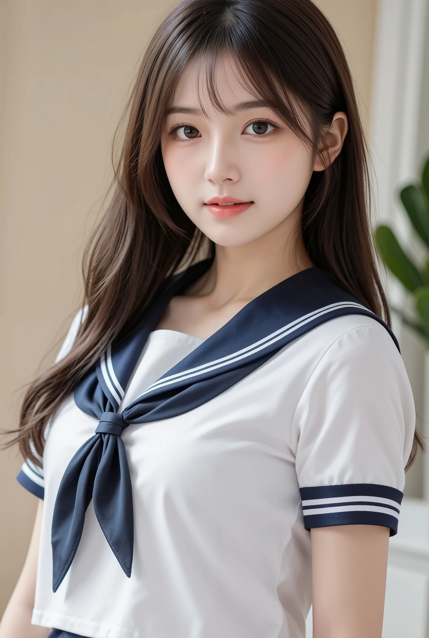 (Browsing Caution:1.3), ((masterpiece)), ((Highest quality)), (Very detailedな), ((cute)), cute, (Multi-point), ((sexy)), (device), ((Very detailed)), 4K, (8k), Highest quality, (beautiful), hyper cute face, shape, Anime Style,hyper Genuineistic, Genuine, Dynamic Angle, ((whole body)), close, Thick outline, Clear contours, at school, (1 girl, cute girl:1.5), (High school girl sailor suit:1.5), beautiful light brown hair, beautiful brown eyes, ((beautiful eyes)), (sit, look forward to, Short mini skirt,Panty shot:1.5), short hair, Big Breasts, shoes, smile,(Horie Yui:1.6)