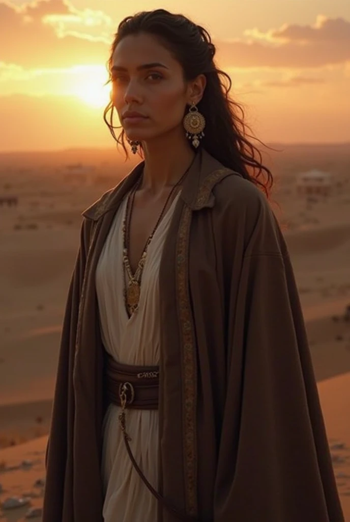 the girl belongs to the camel.Right hand gun or left hand water bottle . image creat and netural gril
