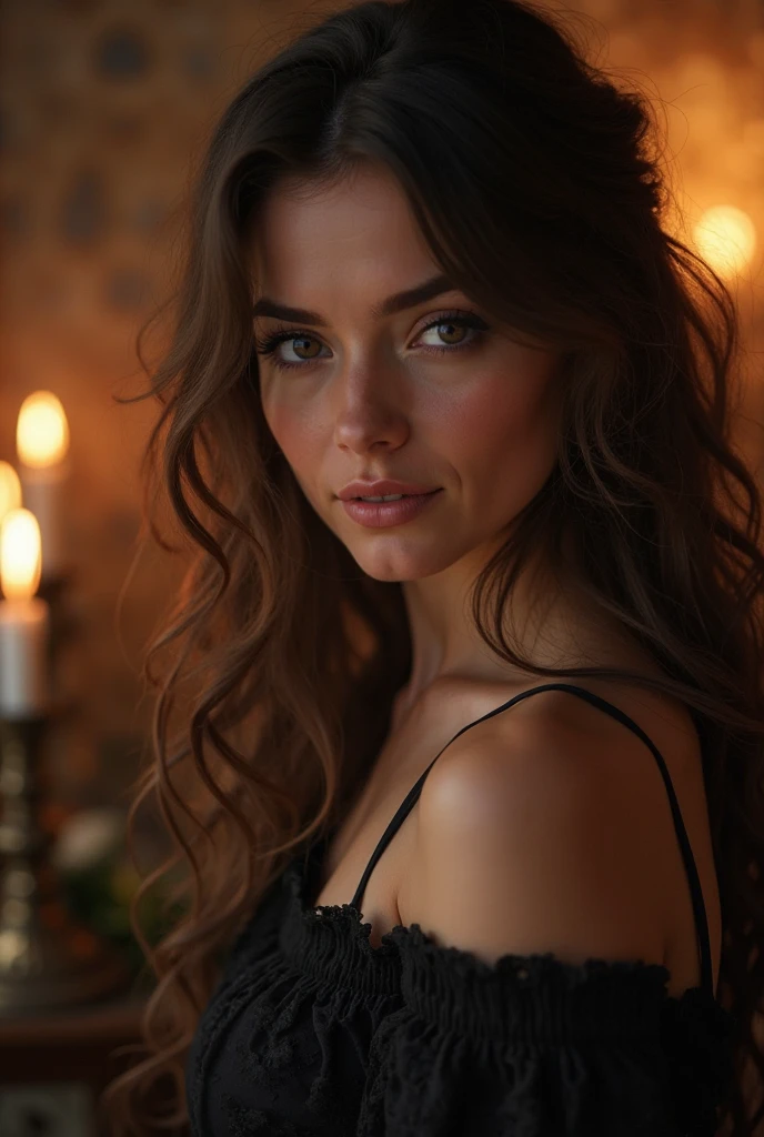 women, Model, Hair, Brunette, Looking At Viewer, blue Eyes, candles