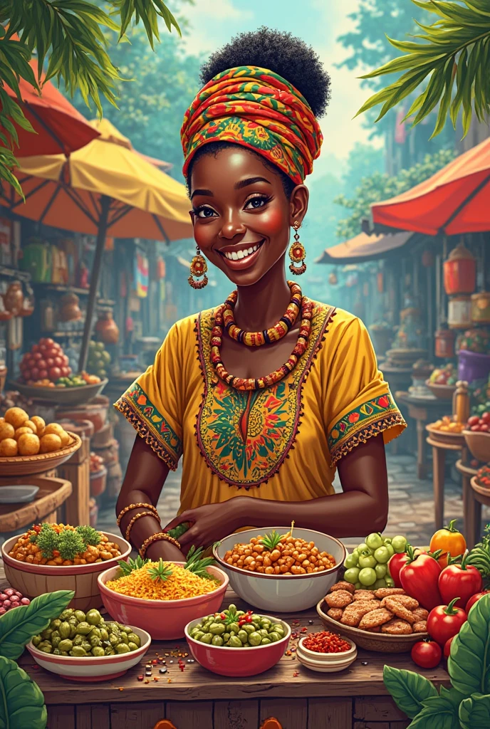 Bring the image to life where a very happy lady is shown with a table full of fish.