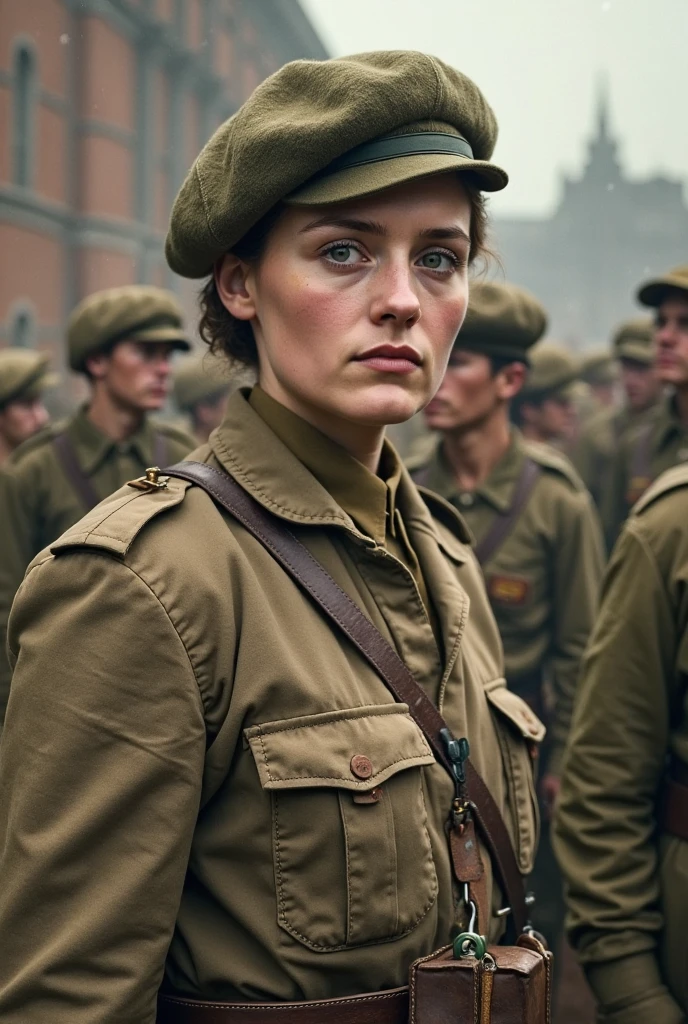 cinematic film still of cinematic film still of <lora:Cinematic ww2 style:1>
1940's, 1940, ww2, world war 2, second world war, a ww2 german tanker soldier wearing a tanker hat and a jacket cinematic ww2 style, 1girl, solo, 1boy, upper body, lips, helmet, realistic , vintage, classic, cinematic, dramatic, photography, documentary, shallow depth of field, vignette, highly detailed, high budget, bokeh, cinemascope, moody, epic, gorgeous, film grain, grainy