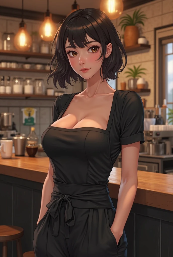(Masterpiece:1.21),(FHD),(16K),(Top Quality:1.24),(Super Resolution),(Superb Illustration),(Best Shadow),(High Quality),(Super Detail:1.15),(Super Detail), Superb Detail, Elaborate, Beautiful, Absurd, 1 Woman, Japanese Woman,(Housewife:1.5),(40 Years Old:1.3),(Attractive Mature Woman:1.66),(Middle Age:1. 49),(Small Round Face:1,19),(medium build,shiny skin,fine skin,fine face,beautiful breast,Very small breast,retinal detail,big eye,twinkle eye),((graduated haircut)),Casual, simple blouse,V-neckline,knee-length skirt, blouse in bright colors,pastel shades,(((cafe interior,in room))),(laugh:1.4)