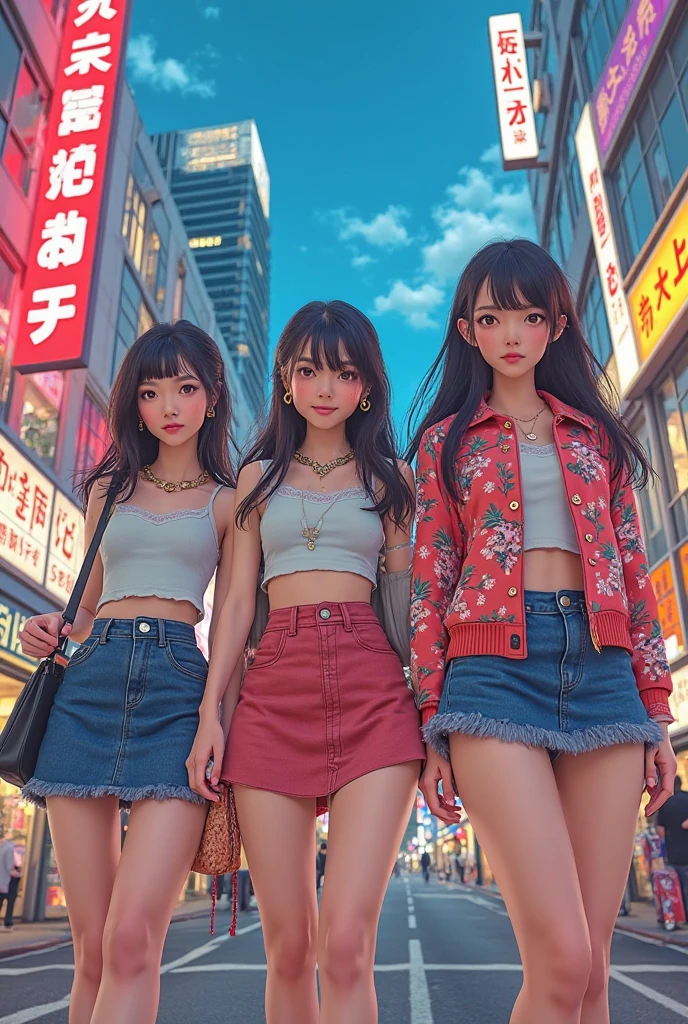 ((We have 4:1.8))、(4 sisters)、gal、(neon street)、(Four tall high school girls with model figures:1.7)、(Standing facing this), (best quality,4k,8k,highres,masterpiece:1.2),ultra-detailed,(realistic,photorealistic,photo-realistic:1.37),portraits,[close up],[women],[group],[short skirts],A close up of a group of women in short skirts, beautiful detailed eyes,beautiful detailed lips,extremely detailed faces,gorgeous makeup,stylish hairstyles,fashionable outfits,sassy poses,confident expressions,city backdrop,vibrant colors,soft lighting,colorful bokeh. ultra-high-quality. ultra detail.
