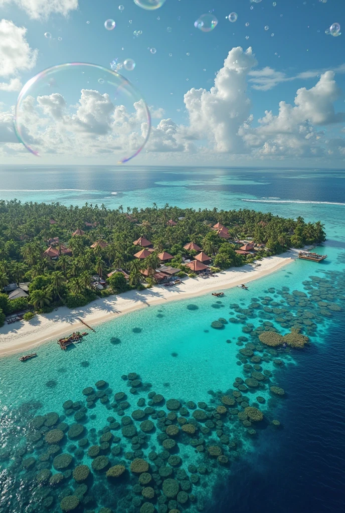 paradise island of pink, turquoise, cyan and magenta colors