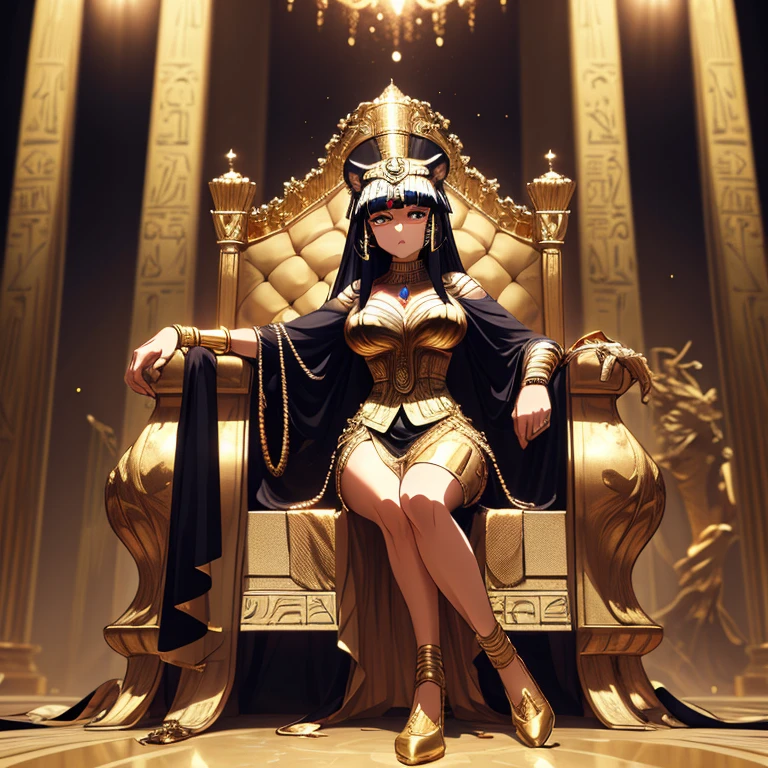 ((Highest quality)), ((masterpiece)), (detailed), One Beautiful Cleopatra, sexy,Celtic,pyramid,Throne Chair,Reaching out here
 
