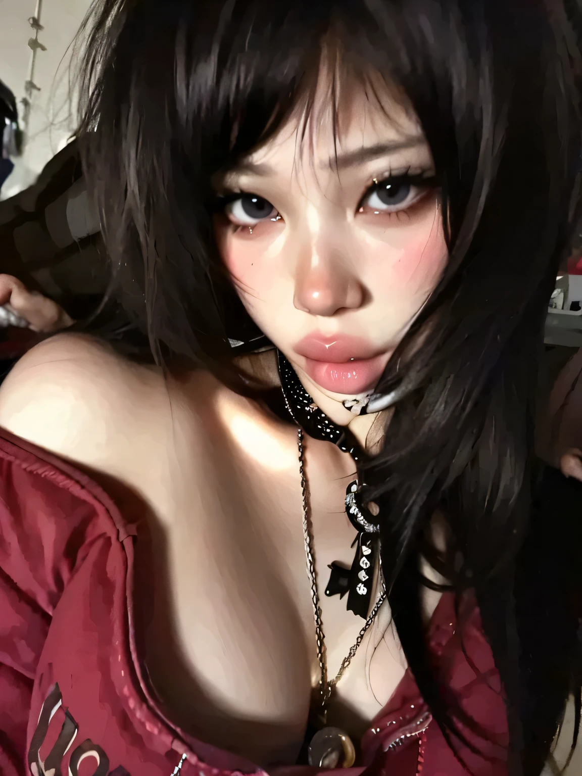 First Person View, (masterpiece:1.3), High resolution, Very detailed, Very detailed CG Unity 8k wallpaper, Realistic, photo-Realistic, RAW Photos, Beautifully detailed face, Realistic glistening skin, Detailed cloth texture, Detailed hair texture, Beautiful Face, Accurate, Anatomically correct, Highly detailed face そして skin texture, Natural neck length, (Beautiful Hそしてs),  Thin legs, Thin legs, Good teeth alignment, 
break, 
fine grain, Symmetrical eyes, Bright black eyes, double eyelid, Thin eyebrows, (Glossy Lips:1.5), (Sleepy face:1.2), (blush:1.3), (makeup:1.5),
break, 
(elegantでキュート:1.3), elegant、Toned Abs, Beautiful clavicle, 
(Hime cut, long hair:1.3), (small breasts:1.5), (Petite Body:1.4),
break, 
View your audience, from the front, topless, (Black thigh-high socks:1.4), (all fours:1.3), (pink bra, on the bed:1.4), (garter belt:1.5), (closed eyes:1.3), (Heavy breathing:1.3),