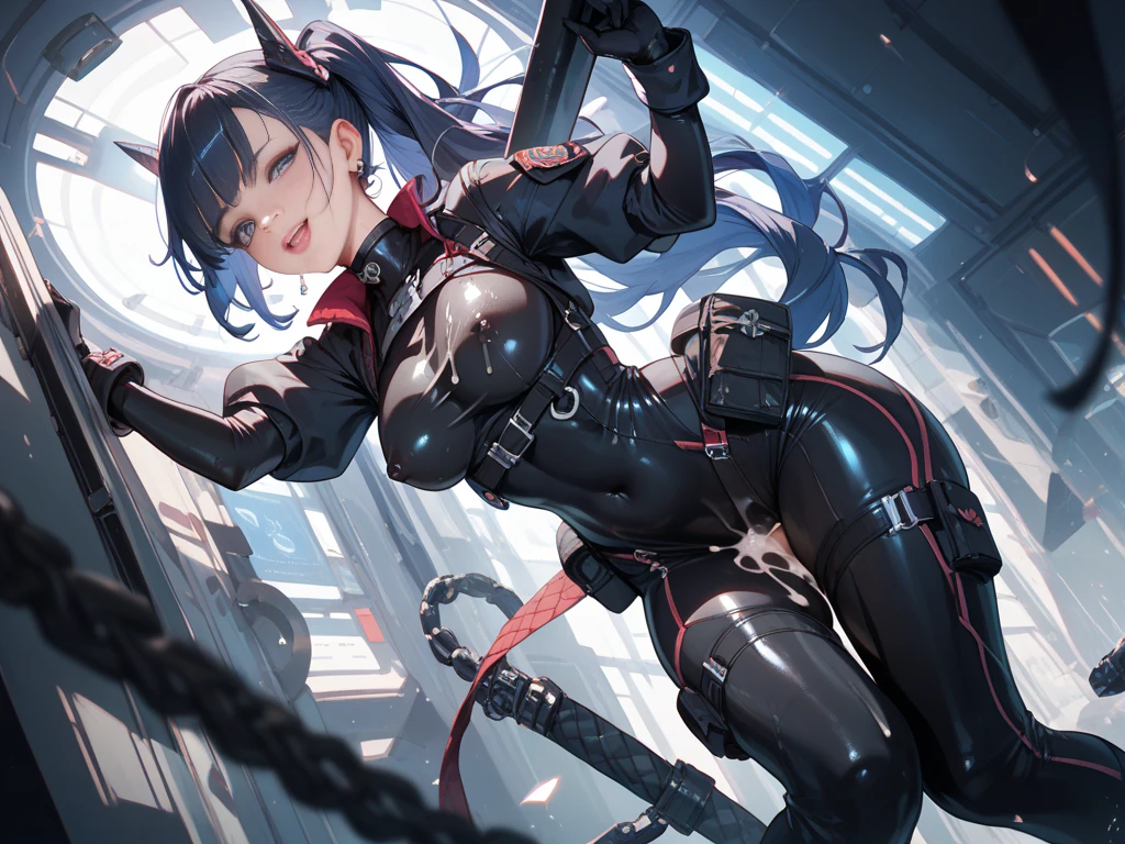 "An exquisite masterpiece of top quality and high resolution featuring Hmmarnie. Her seductive Aqua eyes are、Glowing under the dim light of the city streets at night. cyborg woman posing for a photo in the inside of an abandoned factory, cyberpunk aesthetic, cyborg woman, dark techno aesthetic, industrial goth aesthetic, intern of an abandoned factory in the background, ultra detailed, photorealistic, masterpiece."