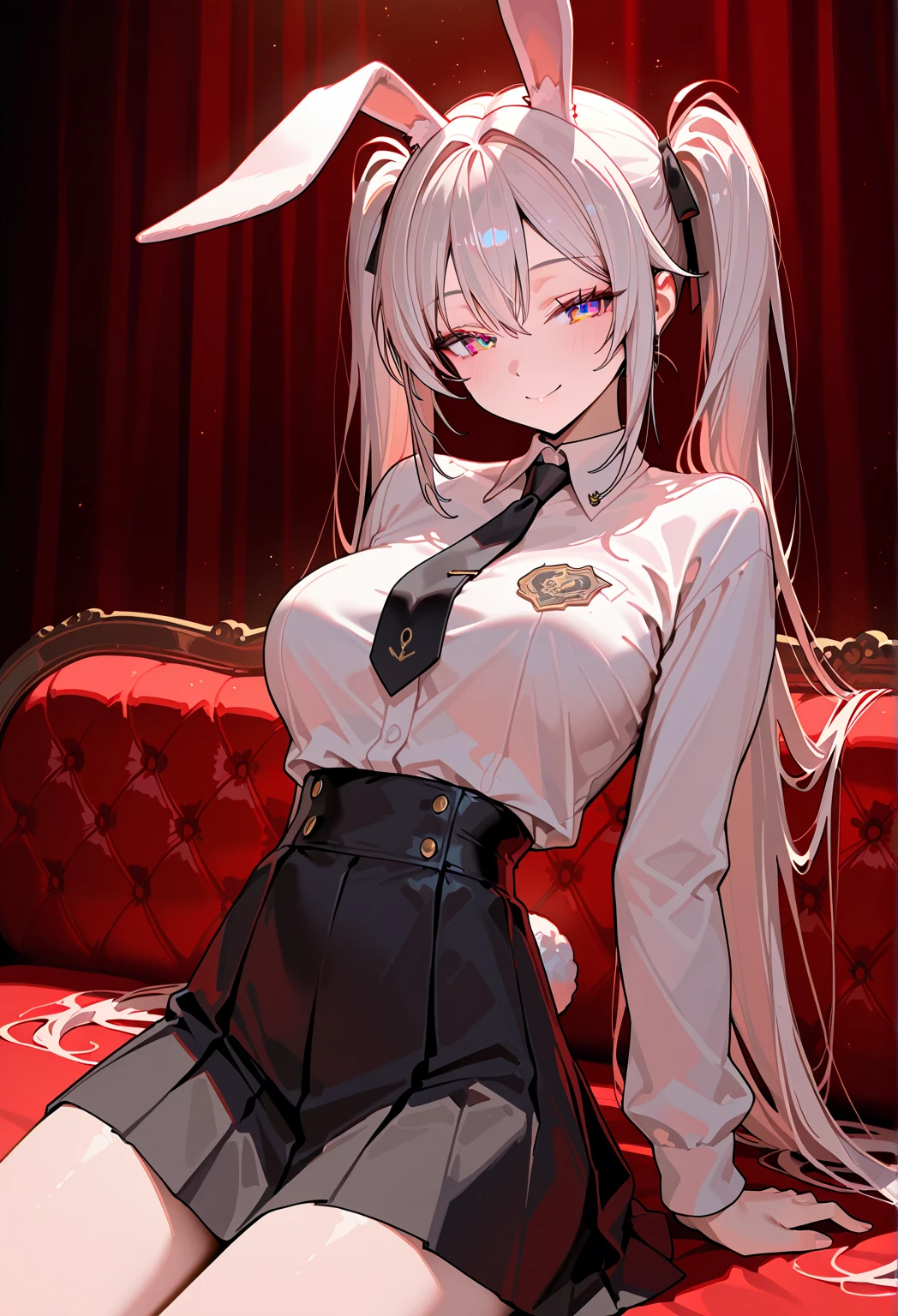 mature_female,silver hair,lipstick,eyeshadow,long_eyelashes,thick eyebrows,ahegao,jitome,heart-shaped_pupils,black_pantyhose,fingerless_gloves,police_uniform,long hair,