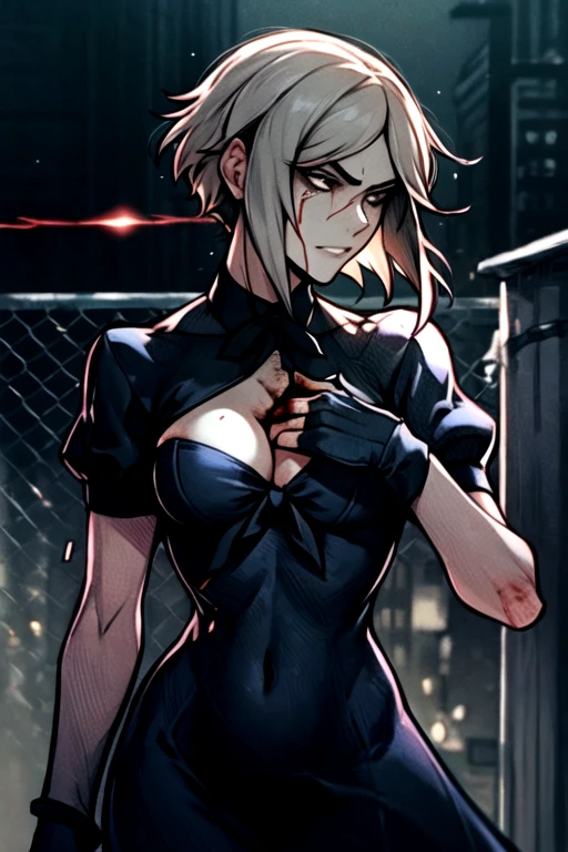 4K ultra high resolution image, Young Ino Yamanaka possessed by middle aged man, glowing red eyes, evil grin, lolicon, small breast horrifying dark scene, in a bedroom, looking at own face in the mirror pov,  armpits, hands behind head,