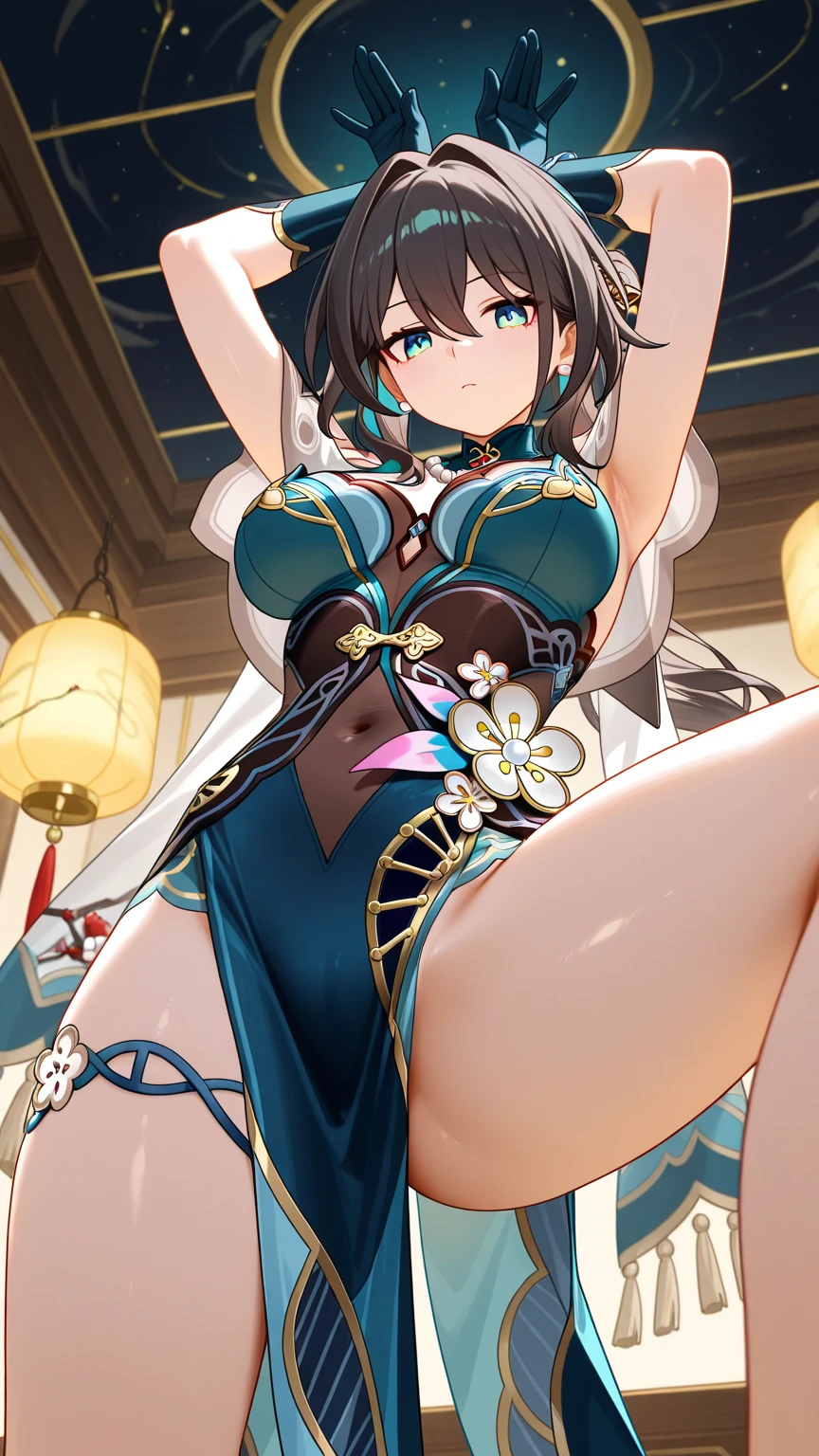 Tavern dancer, wide hips, thick thighs, slim, fit and toned, medium breast, revealing dress, harem dancer, pelvic veil, string panty, huge cleavage, string bra, jewelry, long black hair, 2 twin tail, straight hair, brown eyes, naughty face, seductive smirk, 2 twin tails hairstyle/ pigtail hairstyle, solo, 1girl , belly dancer, medieval dress, arabic style, Indian style, (mature face) , seductive smile, smirk, seductive face
