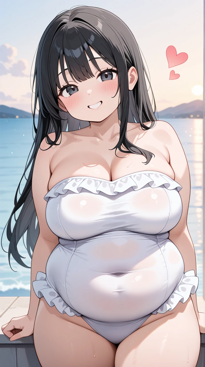 2 Girls,seaside,Long hair,Huge breasts,pregnant