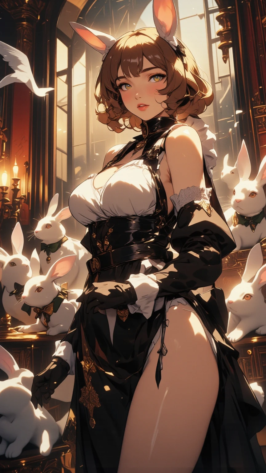 1gril, sexy, rabbit, breast