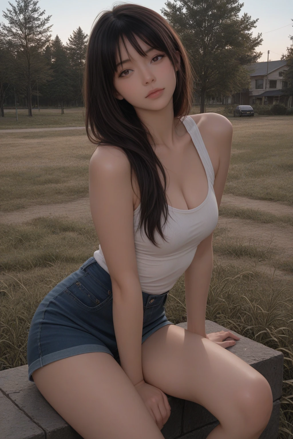 Perfect,POV shot, misty, split diopter, 8k, ground level shot, full body ,medium shot, photorealistic shot, studio lighting, with canon eos 5d mark iv, Dutch angle shot, 18 year old white girl, detailed beautiful face, mischievous expression, (bottomless), sun kissed skin, sweater top, thin waist, wide hips, wide thigh gap, big ass, looking off camera, (in a idyllic forest at night, with fireflies), intricate detail, sophisticated detail, depth of field, bokeh, wants to get fucked, horny, 90s flash photo, light leak, analog photo, 90s photo, henri lebasque, perfect hands, nsfw, teasing sex, aubrey beardsley, 1, photo_focus,