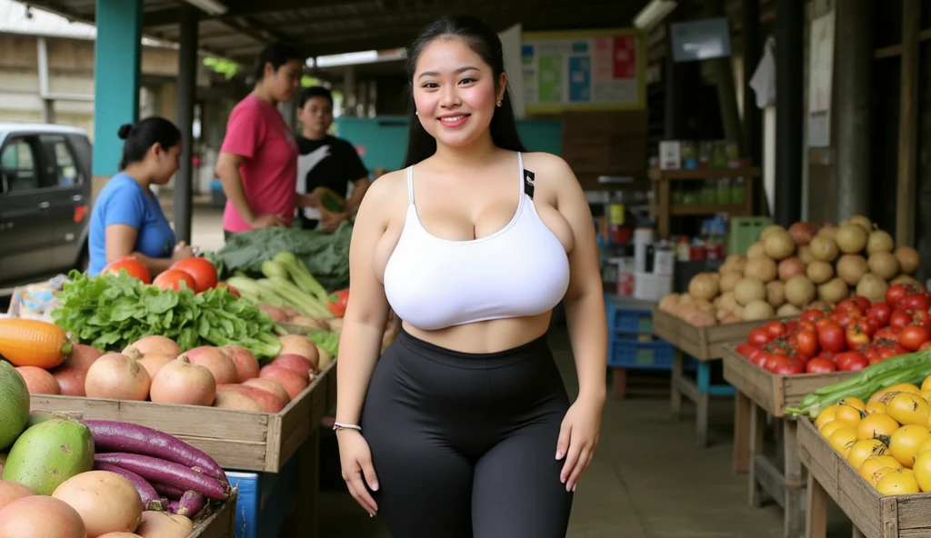 (Thai woman),((highponytail)),(forehead),(tank top),((huge breasts:1.4)),thai food,(Cooking:1.4),(slim waist),(smile:1.5),(kitchen in the background:1.5), (cowboy shot:1.4),8k, UHD,