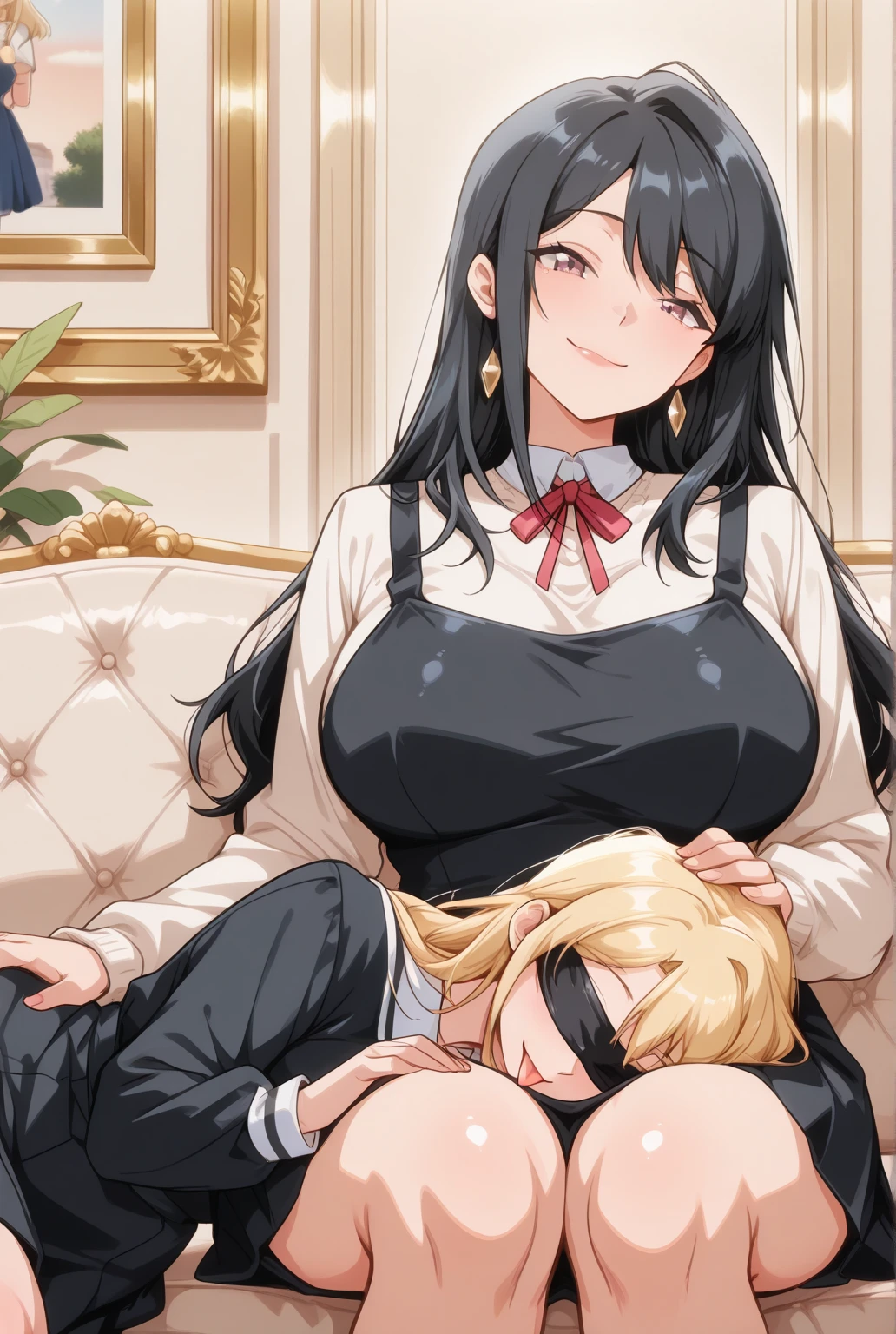 Erotic、Bedroom、Two naked people、Auntie and little boy My aunt has big boobs Sweat、Embarrassed expression、smile、No clothes straightshota Breastfeeding a young boy Young man sucking nipples Auntie and が見つめ合う Auntie and her son Handjob