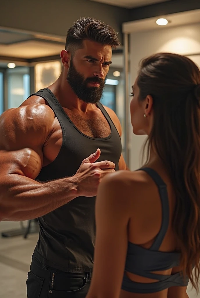 a strong black guy in the gym sitting, the very strong white nurse putting vaccine on him