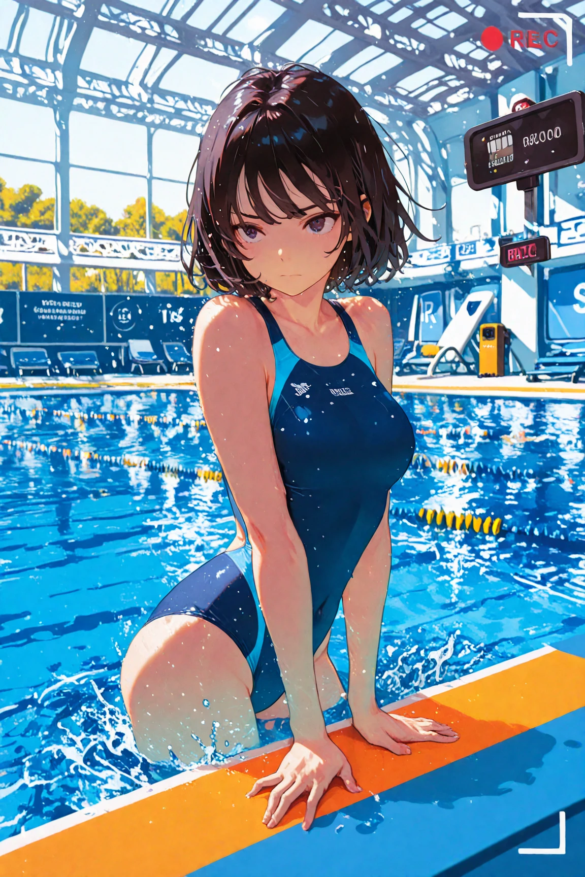 masculine girl tomboy on the school swim team