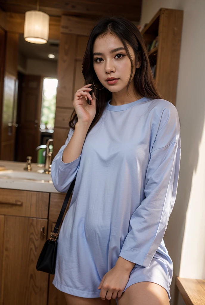 Beautiful woman from Korea named DEWAA in blue clothes 