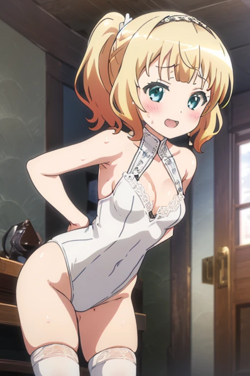 (NSFW),1 girl,Ines Fressange, ,In underwear, masterpiece, highest quality, detailed face, beautiful eyes, fine skin,soft lips,High resolution,anime CG,space background,スリムなthighs,well-shaped chest,beautiful shoulders,slender body,(white lace bra),belly button,isometric, (((realistic))), realistic, blonde hair , blonde public hair ,(white lace panties),white garter belt ,thighs,(anime Key Visual of elegant), Anime original picture, Key Visual, Anime visuals of cute girls, 詳細なAnime original picture,sitting,from the front,