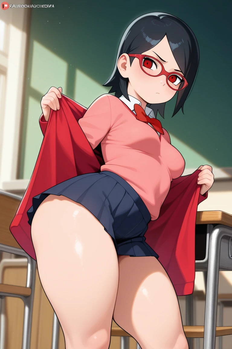 highest quality,(8K Portrait),(Official Art)、obesity、((short hair))、blush,((isark hair)),(Sweat),Black knee socks、One Woman,((:is))、hot、Office Room、Glasses、Thick thighs, Such an ass, Liar, Open ??????, Dettol, Down the Out、(Dynamic pose)、isらしない身体、Dynamic Angles、Turning around、High neck sweater、On all fours