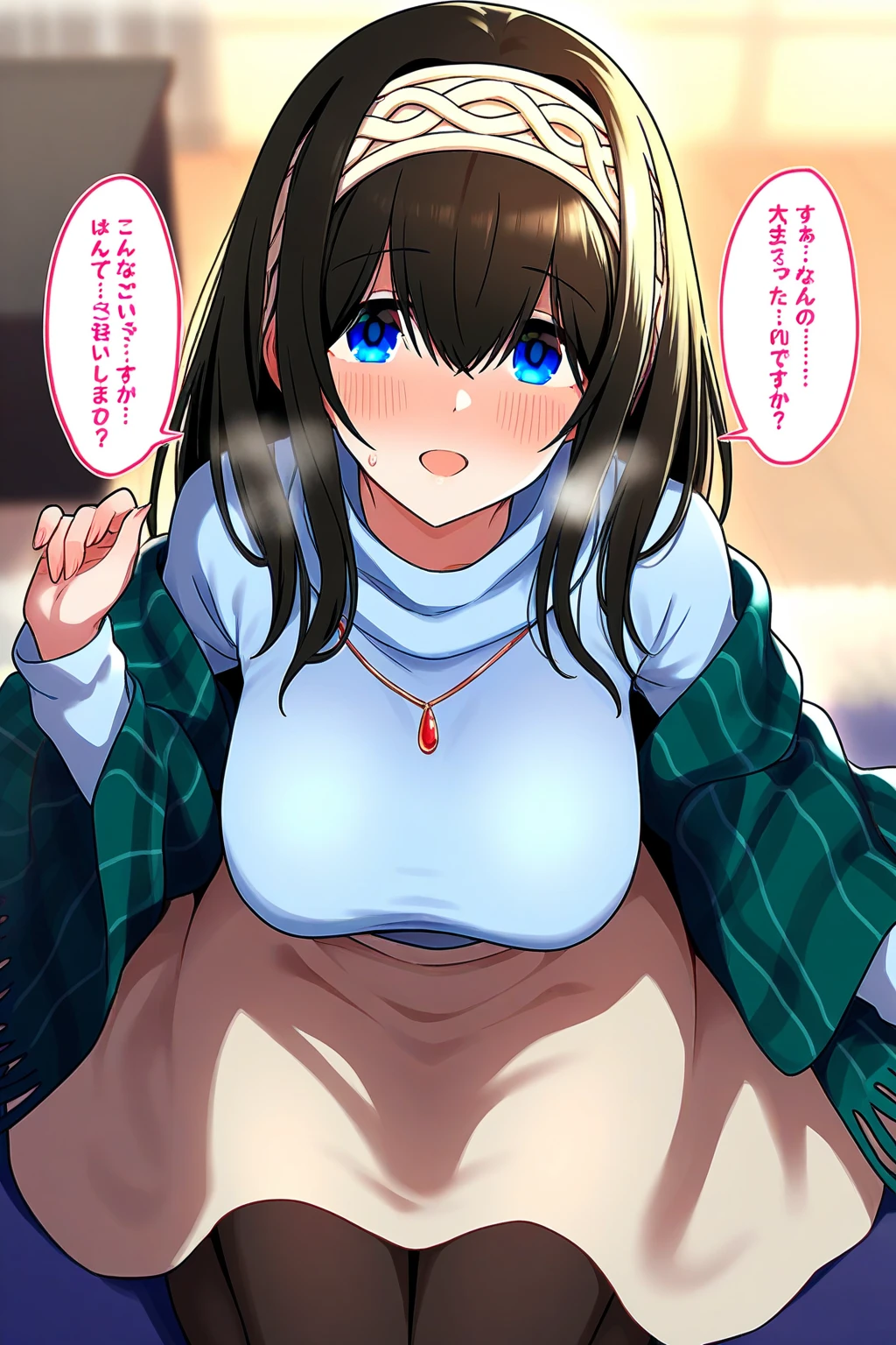 1girl in,Heart-shaped pupil,Fingernails,hands on own face,Brown hair,Purple eyes,(blush:1.1),Choker,Upper body,trembling,Sweat,Ah, i&#39;droolng,i&#39;exhale with a sigh、(SPEEDLINE:1.1),Huge breasts,I don't wear clothes ((Heavy breathing:1.3)), panting、Koi,, large areola , Exposed nipples、Smile、Mouth is open、Relaxed chest line、Breast milk squirts out、Sperm from the female genitalia、Squirting from the crotch、In juice