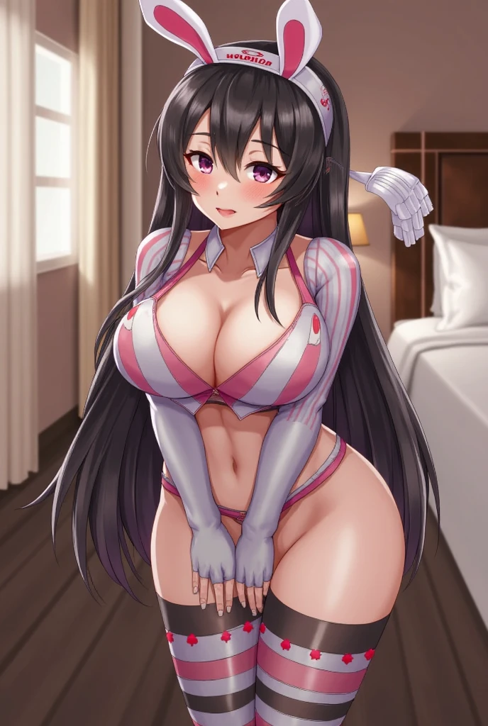 16K Best Quality, of the highest quality, ultra-detailliert、 masutepiece, Beautiful woman with long blue hair, She has a big braid in her hair. Red Eyes, ultra gigantic tits, Super big ass, Big thighs, Beautiful she is sleeping in bed、Red cheeks、mummy costume, Bewitching smile、Pink 、Arm bandage, chest bandage, Bandage on the buttocks,Thigh bandage,The background is a bed in a Japanese-style room at night、