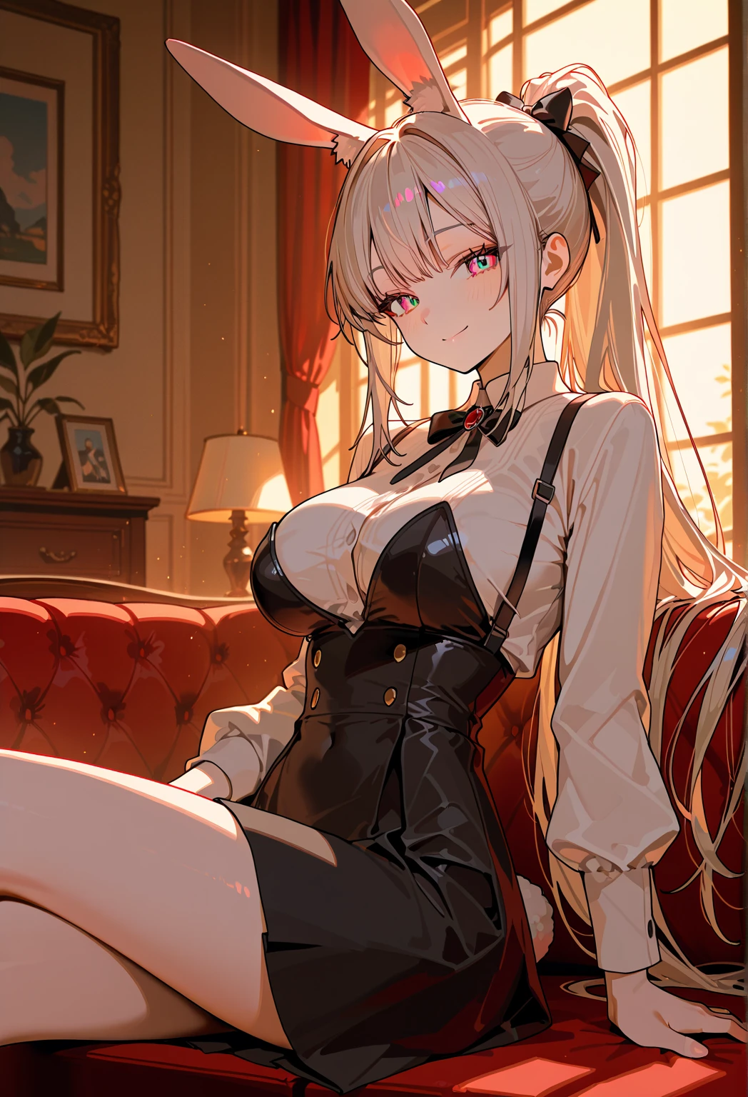 (masterpiece:1.2, best quality), 1lady, solo, , classroom, day, sit, blonde, twintails, red eyes, open collabone, darkskin, (open breasts:1.1),