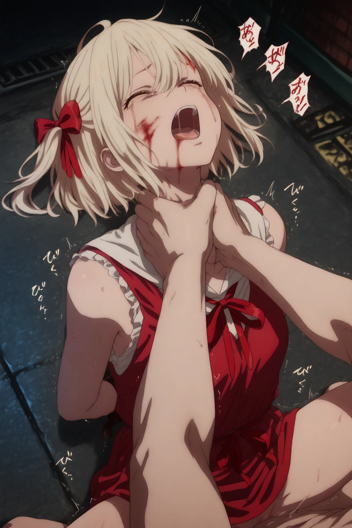 
1girl, (group sex), spitroast, fellatio, Oral sex, threesome, (2boys), sex from behind, mmf threesome, ((double penetration:1.5)), bent over, standing, from side,
nsfw, bewitching pose, (((vulgarity))), sweat,Dripping water,My whole body is wet,heavy breathing, humid, fog, fucked silly,　love juice,　cum in mouth, cum in Pussy,
((Highest quality)), ((masterpiece)),(detailed),High resolution,Sharp focus,Perfect Face,{best illustration},(complete ???????),
(非常にdetailed CG unity 8k wallpaper),(((Vibrant colors))),Official Art,((detailedなボディ)),(detailedな顔)),Perfect Fingers,
cute,erotic,Bold,very shiny 肌,Shiny body,plastic glitter 肌,exaggerated shiny 肌,illuminated 肌,
Big Breasts,glamorous,Tight waist,Long legs,curve,Cleavage,Bold,Revealing clothing,show 肌,
(Complex eyes,Beautiful fine details,Symmetrical eyes,Big eyes:1.5,Seductive eyes,  Natural skin texture, Realistic facial details),
(Nishikigi Sensoku),short hair,bangs,Blonde,(Red Eye:1.5),ヘアribbon,One Side Up,Bobcut,
 (pubic hair),
shirt,Long sleeve,ribbon,白shirt,襟付きshirt,belt,
ネックribbon,Red dress,青いribbon,Pleated dress,Grey Dress,Two-tone dress,赤いbelt,Licorice Uniform,
Darkness spreads, Secret cellar,Faint light,Fluorescent light,Wet stone wall,