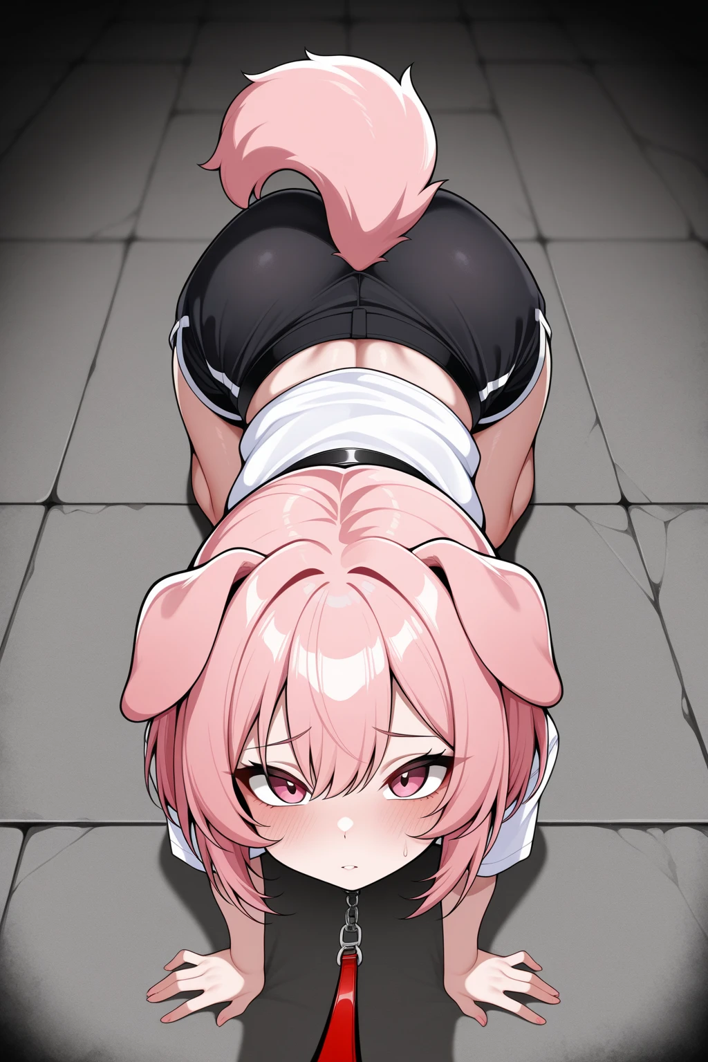 (corruption), full body, 1girl,small breasts,blush,(ahegao),collarbone,trembling,sweat,sweatdrop, hmmarnie