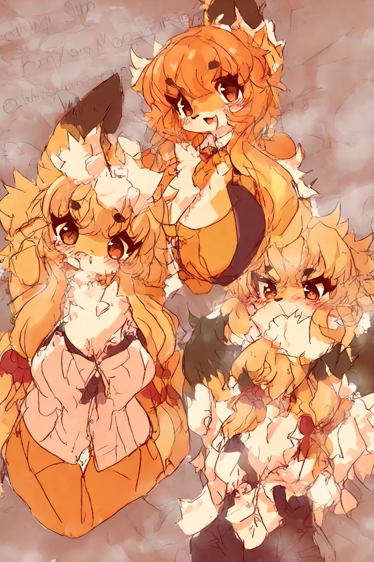 Cute orange fox girl farting(HUD’s two-dimensional face),Wearing black tights,farting(yellow smoke),hold ass,Lying down