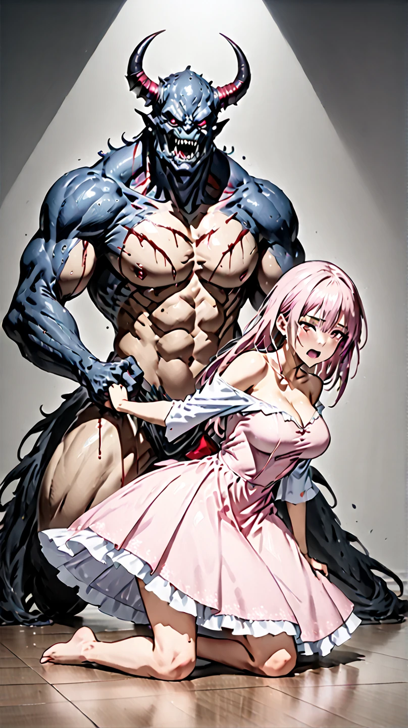 sensual、((pink wavy hair))、thick thighs、8k、4k、highest quality、(High resolution:1.7)、Cute anime face、noise reduction、((Close ~ eyes:1.5、Contorting the face in pain:1.3、blush))、(nsfw:1.5)、(standing back、vaginal sex:1.5)、(hug me from behind:1.5)、(((SFW huge body:1.5)))、(one man:1.5)、(muscle:1.5)、(1 man and 1 woman are having sex:1.6)、(Side view:1.5)、calvin klein underwear、sbg,breast grab,breast lift,nipple