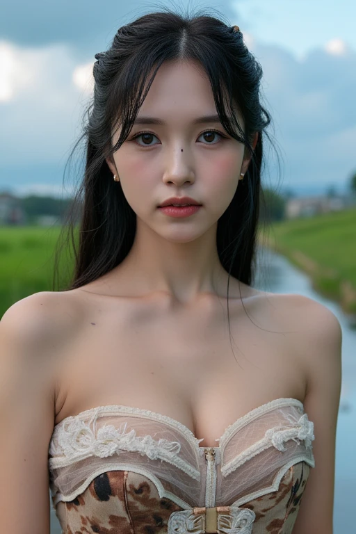 best quality, ((((Jing Tian, Jing Tian))), (((180cm))), masterpiece, ((black hair, long hair)), ((blue eyes)), looking to viewer, hairline, ((porcelain white skin, white skin, white skin, wet skin, wet skin)), ((top-quality,​masterpiece:1.3,超A high resolution,),(ultra-detailliert,Caustics),(Photorealsitic:1.4,RAW shooting,)Ultra-realistic capture,A highly detailed,High resolution 16K human skin closeup。 Skin texture is natural、,The pores are、Must be detailed enough to be easy to identify。 Skin should look healthy with even tones。 Use natural light and color)), 8k, hot, sexy, big, ((180cm)), curved body, full bodyesbian, thick thighs, perfect body, full viewing angle, perfect body, (((undress, without clothes, without underwear, remove clothes, nude sexy)), (((pubic hair, pubic hair))), perfect lower hip, perfect high hip, perfect nipples, perfect pussy, perfect vagina, medium breasts, perfect nipples, perfect breasts, pose, ((catwalk, river background))
