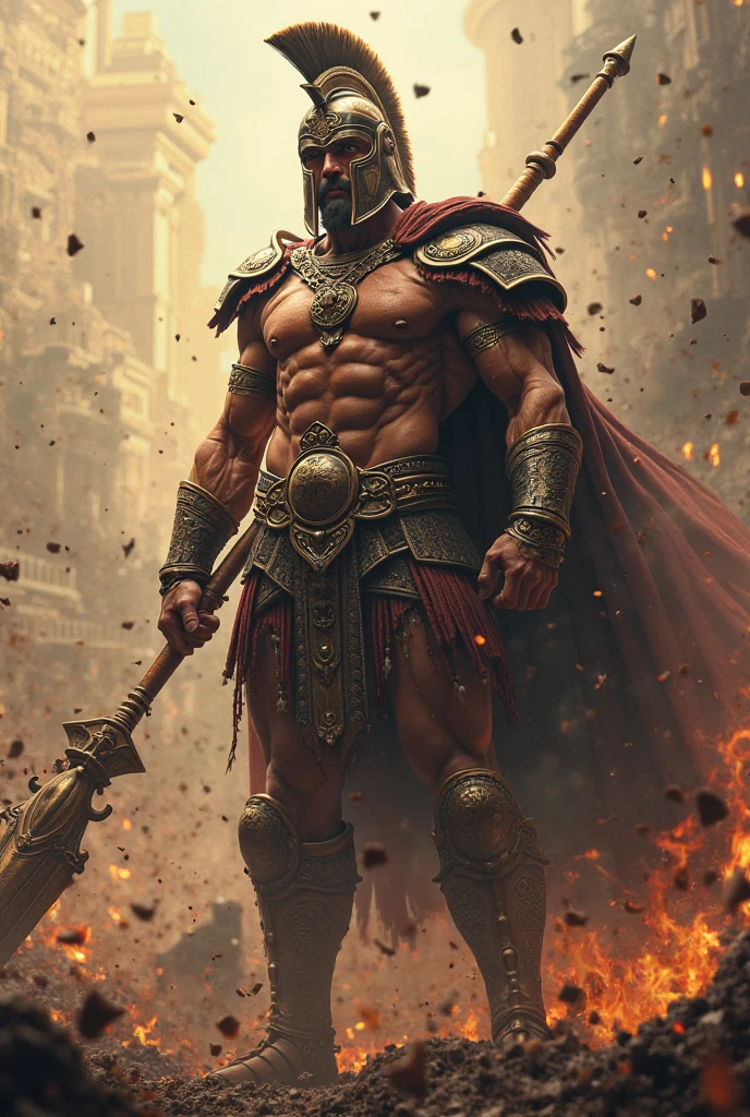 spartan warrior, fighting , bloody armor, epic, 8k